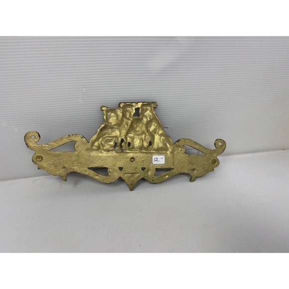 Vintage Wall Mount Bulldog Dog Pipe Holder Smoking Rack Figural Ornate Brass - Picture 7 of 11